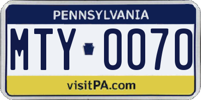 PA license plate MTY0070