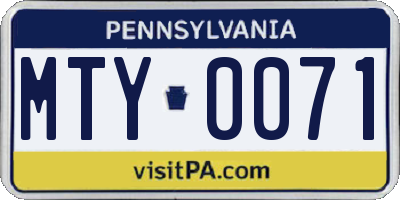PA license plate MTY0071