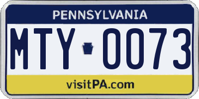 PA license plate MTY0073