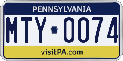 PA license plate MTY0074
