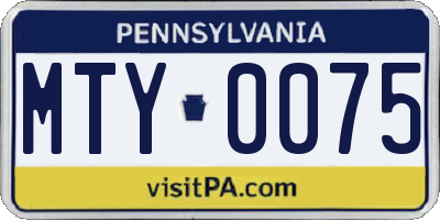 PA license plate MTY0075
