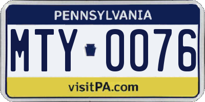 PA license plate MTY0076