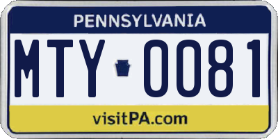 PA license plate MTY0081