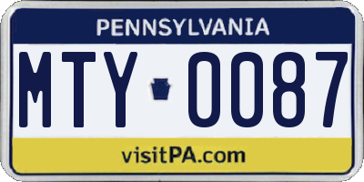 PA license plate MTY0087