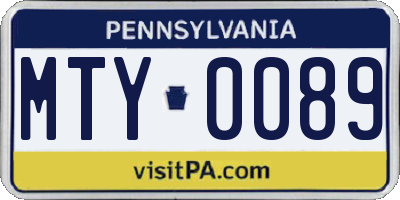 PA license plate MTY0089