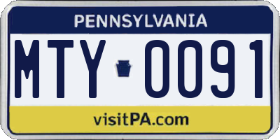 PA license plate MTY0091
