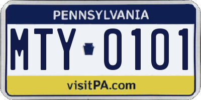 PA license plate MTY0101
