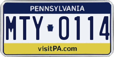 PA license plate MTY0114