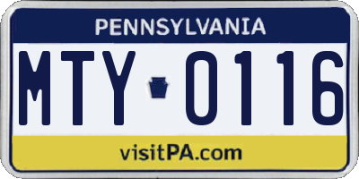 PA license plate MTY0116