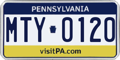PA license plate MTY0120