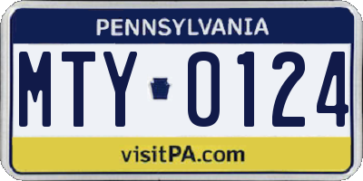 PA license plate MTY0124