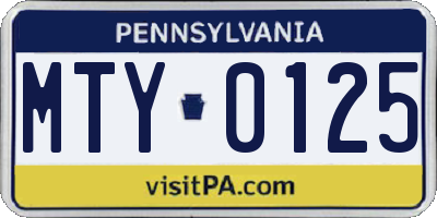 PA license plate MTY0125