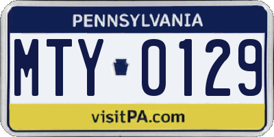 PA license plate MTY0129