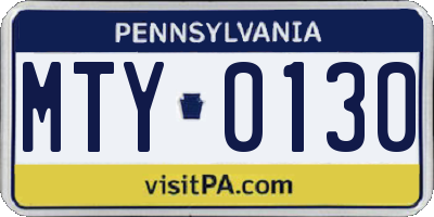 PA license plate MTY0130