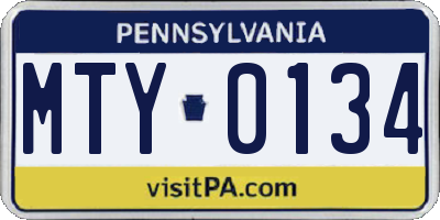 PA license plate MTY0134