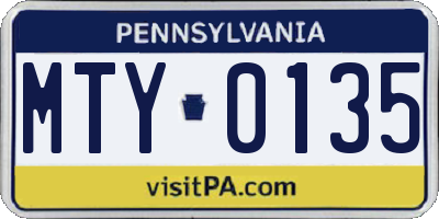 PA license plate MTY0135