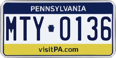 PA license plate MTY0136