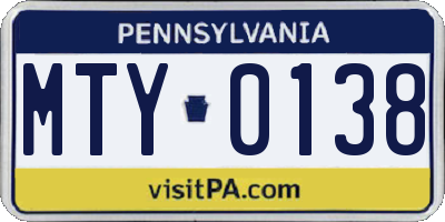 PA license plate MTY0138