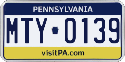 PA license plate MTY0139