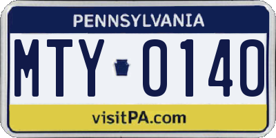 PA license plate MTY0140