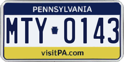 PA license plate MTY0143