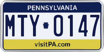 PA license plate MTY0147