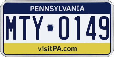 PA license plate MTY0149