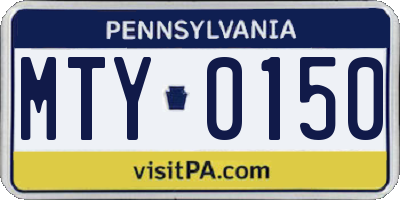 PA license plate MTY0150
