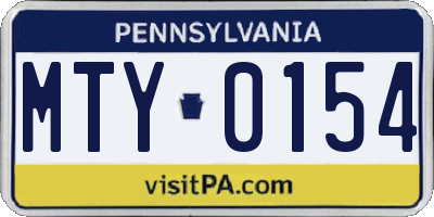 PA license plate MTY0154