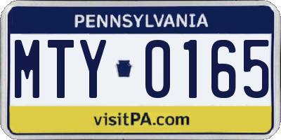 PA license plate MTY0165
