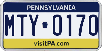 PA license plate MTY0170