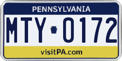 PA license plate MTY0172