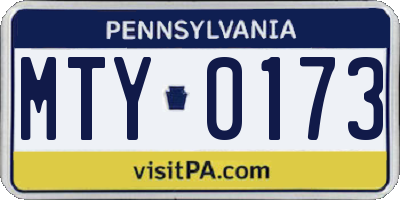 PA license plate MTY0173