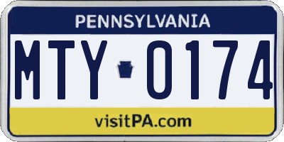 PA license plate MTY0174