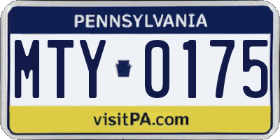 PA license plate MTY0175