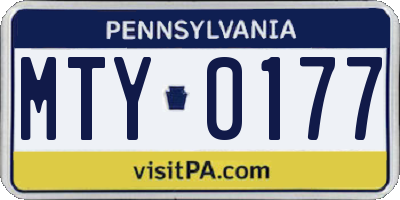 PA license plate MTY0177