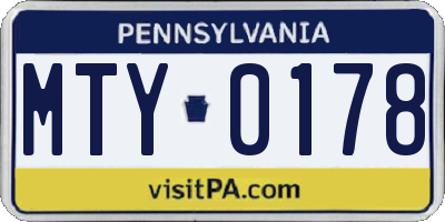 PA license plate MTY0178