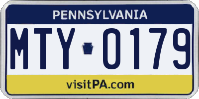 PA license plate MTY0179