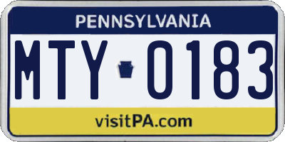 PA license plate MTY0183