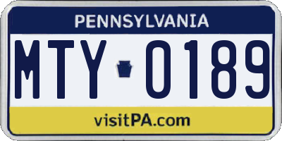 PA license plate MTY0189