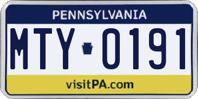 PA license plate MTY0191