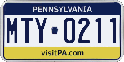 PA license plate MTY0211