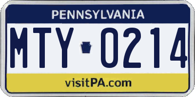 PA license plate MTY0214
