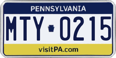 PA license plate MTY0215