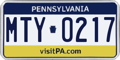 PA license plate MTY0217