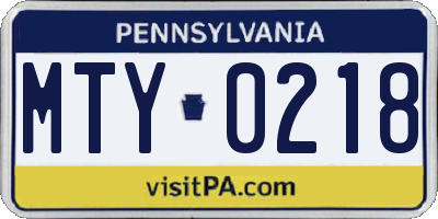 PA license plate MTY0218
