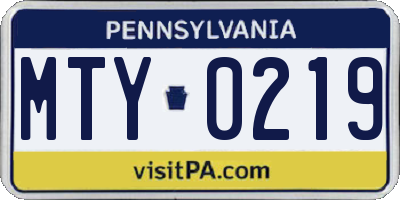PA license plate MTY0219
