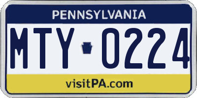 PA license plate MTY0224