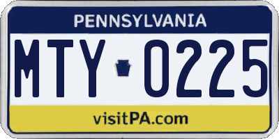 PA license plate MTY0225