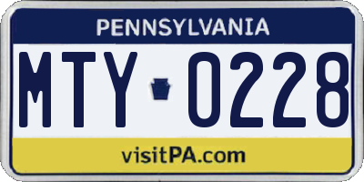 PA license plate MTY0228